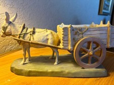 Antique Royal Dux Bohemia Ceramic Donkey & Wagon Cart Figurine Model 921 picture
