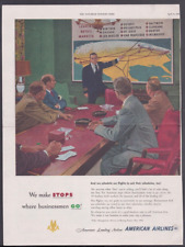1951 Print Ad American Airlines Businessmen Stops Pilot  Austin Briggs Illust picture