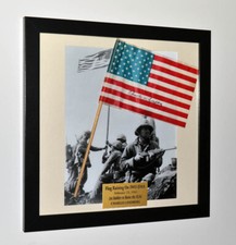 IWO JIMA Autograph Charles A. Lindberg Signed U.S. FLAG WWII, FRAME, UACC RD228 picture
