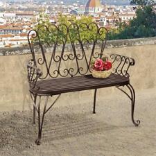 Vintage Style French Quarter Serpentine Scroll Powder Coated Metal Garden Bench picture