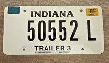 2006 Indiana Expired Trailer 3000 License Plate 50552 L picture