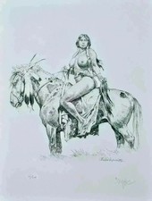 Paolo Serpieri: Horse Warrior, Signed Erotic Ex Libris, 2009 picture