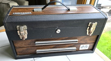 Vntg CRAFTSMAN Rally Tool Box / Metal / WOOD GRAIN 2-Drawer Mechanics  w/Keys picture