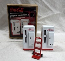 Lot of 2 Vintage ERTL Miniature Coca Cola Pop Vending Machine w/ HandCart picture