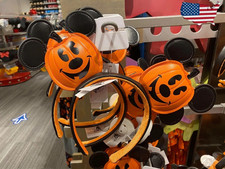 Disney Parks Halloween Pumpkin Jack-o'-Lantern Mickey Mouse Ears Headband picture