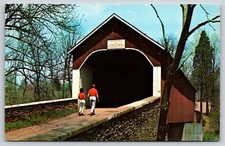 Bridge~Frankenfield Covered bridge Bucks County Pennsylvania~Vintage Postcard picture