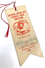 1936 OREGON CAVEMEN INC. vintage paper registration ribbon GRANTS PASS, OREGON picture