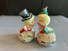 Vintage Geo Z Lefton Christmas Spaghetti Snowball Kissing Couple Bells Japan picture