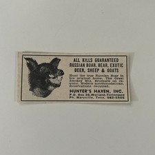 Hunter's Haven Inc All Kills Guaranteed Boar Bear Walland TN 1966 Ad SAH8-3-V2 picture