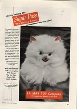 1951 PAPER AD La Mar Toy Sugar Puss The Smiling Kitten Cat Stuffed Plush Animal picture