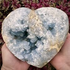 Blue Celestite Crystal Love Heart Rare One Of A Kind Large Crystals Specimen picture