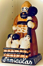 FRENCH ANTIQUE CONFIT GLAZE POTTERY CHRISTMAS ST NICHOLAS CERAMIC EARTHENWARE picture