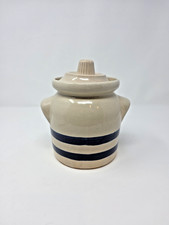 RRP Roseville Crock Lidded Canister Blue Pottery Vintage Stoneware 303 1 qt picture