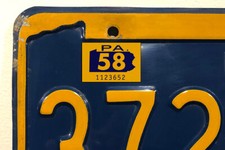 1958 Pennsylvania License Plate Registration Sticker, PA, Tag picture