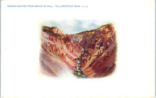 Vintage Postcard Grand Canyon from Brink of Fall Yellowstone Park Scenic View picture