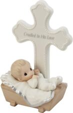 Precious Moments Baby in Cradle Baptism Cross - Boy, White, 2