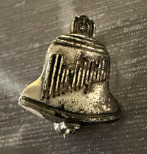 Vintage Michigan Souvenir Bell Brooch Pin Silver Tone Signed LGB picture