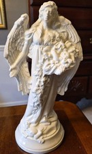 Vintage Doc Holliday Ceramic Fall Harvest Angel Figurine Gloss White 12