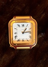 Cartier Santos Swiss Made Quartz Square Gold/Burgundy Case White Roman Dial picture