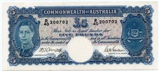 1941 Australia 5 POUNDS NOTE Armitage /McFarlane, R59 EF/ aUNC, R/40 200702 picture