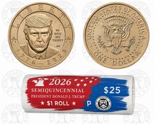 2026-P  President Donald J. Trump Semiquincentennial $1 Coin Roll. UNOPENED. picture