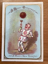 Original  Victorian Christmas Card Clown Juggling 1870’s picture