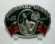 National Guard Army & Air Force Logo Pewter & Epoxy Belt Buckle 1982 Bergamot picture