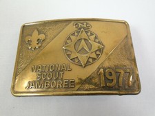 1977 Boy Scouts National Scout Jamboree Collector Brass Belt Buckle BSA picture