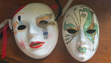 Handpainted Decorative Mardi Gras Masks Set of 2 Ceramic Decorative Masks picture