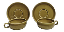 2 VTG MCM Russel Wright Stubenville Modern Chartreuse Cut & Saucer Plate Set picture