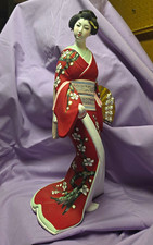VINTAGE Japanese Hakata Doll HAKUSEN Geisha Kimono Lady Lot of 2 Original Boxes picture