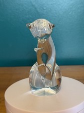 Vintage Heavy Glass Cat Figurine Paperweight 4.5