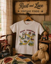 Vintage 70's West Virginia T Shirt Hanco Kids 6-8 NOS Souvenir picture