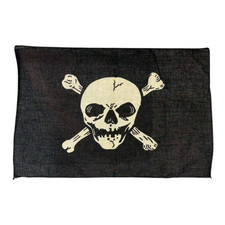 Vintage Jolly Roger Pirate Flag Cotton Skull Crossbones Banner 11.5 x 17