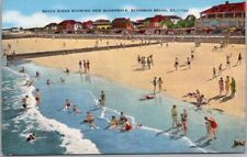 SAVANNAH BEACH, Georgia Postcard Boardwalk and Beach Scene / Kropp Linen c1940s picture
