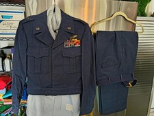 Vtg 1950s USAF Blue 84 Wool Ike Jacket Trousers Named Pilot Wings Ribbons Set 36 picture