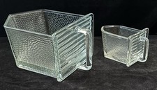 2 Poncet Glass Scoops for Hoosier Sellers Cabinet German Chute Set c.1910-30’s picture