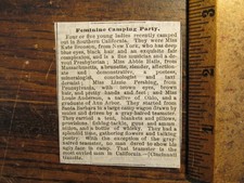 Antique Ephemera 1876 Female Women's Feminine Camping Trip Article Hilarious picture