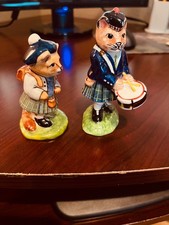Two Vintage Loch Lomond Ceramic Cat Scottish Clan Figurines picture