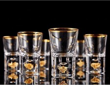 DUJUST Shot Glasses (1.5oz), Crystal Shot Glass Set Decorated with 24K Gold Leaf picture