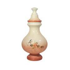 German Crafted Milk Glass Urn with a Porcelain-Like Hand-Painted Floral Finish picture