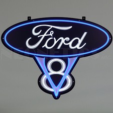 Ford V8 Sign LED Neon Steel Case  Mustang Garage wall lamp F-150 Truck f-350 GT picture