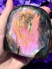 RARE Madagascar Pink Fire Labradorite Crystal Freeform 420g - HIGH FLASH NEW USA picture
