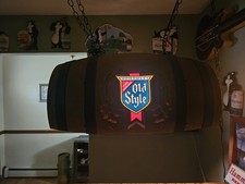 Vintage Heileman's Old Style Beer Pure Genuine Hanging Barrel Billiards Light picture