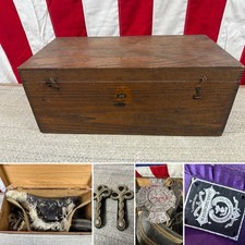 Antique 1900s Knights of St John Uniform Box- Bicorn Hat Crosses Belt Pins READ picture