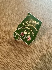 Vintage Green Enamel Alabama State Souvenir Pin Birmingham Mobile Montgomery picture