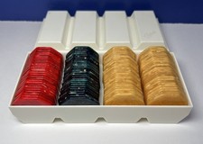 Crisloid Marbled Bakelite Octagon Poker Chips w/ Holder Red Green Yellow RARE picture