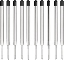 10Pc Ballpoint Pen Refills Black Ink 1mm Medium Tip Parker Style picture