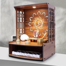 Heartily® Mangal Beautiful Wooden Pooja Stand for Home, Temple, Office, Wall picture