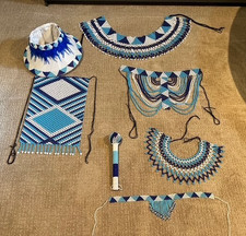 Beautiful Traditional African Beaded Outfit with Zulu Hat and Dance Wand picture